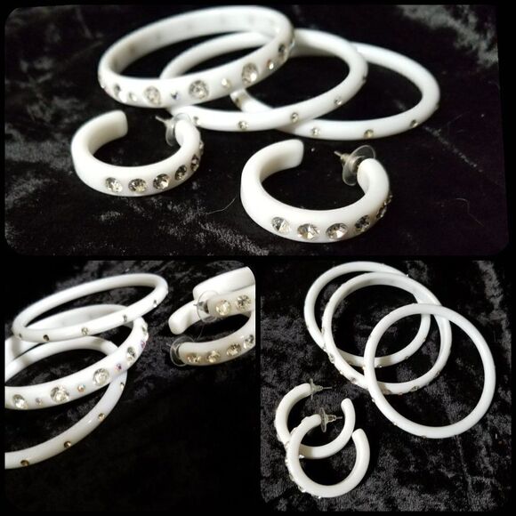Matching bling 3pc bangles and earrings set - Picture 1 of 4